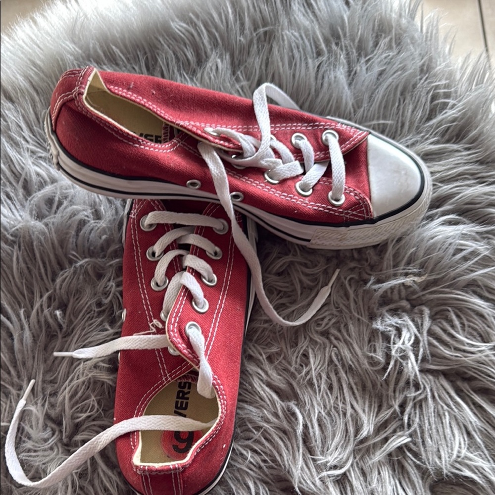 Converse Red Canvas Sneakers with White Accents